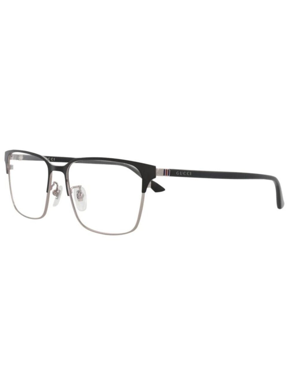 New Gucci Women's Eyeglasses Square Rectangle Metal Frame Mens Ruthenium Black